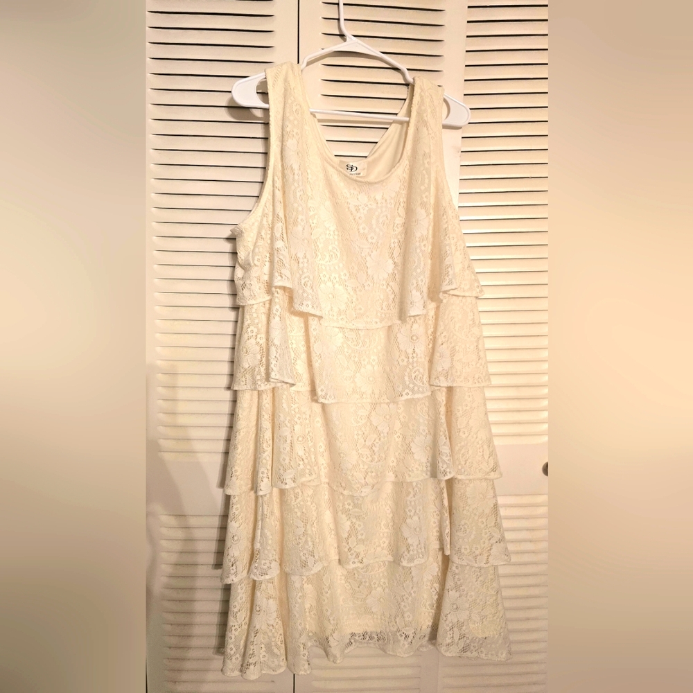 BP Cream Lace Tiered Mini Dress
